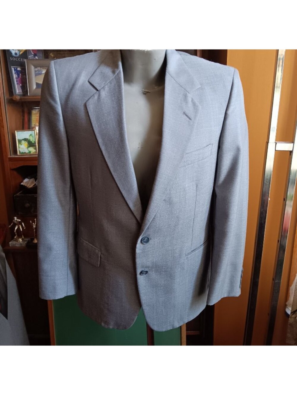 Vintage Muted Plaid Suit 38 Blazer 32x28 Slacks Shiny Gray 1970s by Churchill